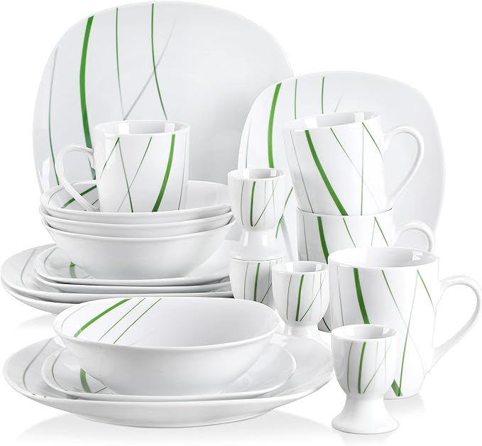 Porcelain Kitchen Dinnerware Set Ceramic Tableware 20/40-Piece Kitchen Porcelain Dinner Set Tableware Plate Set Including Egg CupMugDesser（20 One Size