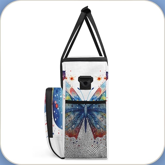 Abstract Butterfly Coffee Maker Carrying Bag Cute Butterfly Travel Storage Bag Compatible with K-Mini or K-Mini Plus Single Serve Coffee Brewer Carrying Case with Multiple Pockets &amp Shoulder Str