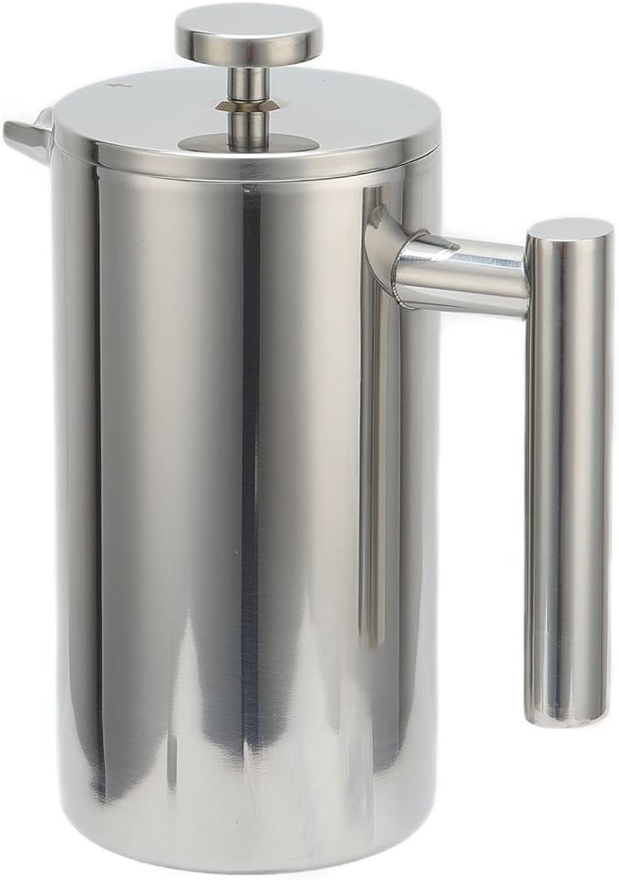 1000ML French Press Coffee Maker Stainless Steel Coffee Pot with Cool Touch Handle Large Capacity Hand Brewed Coffee Tea Maker for Home and French