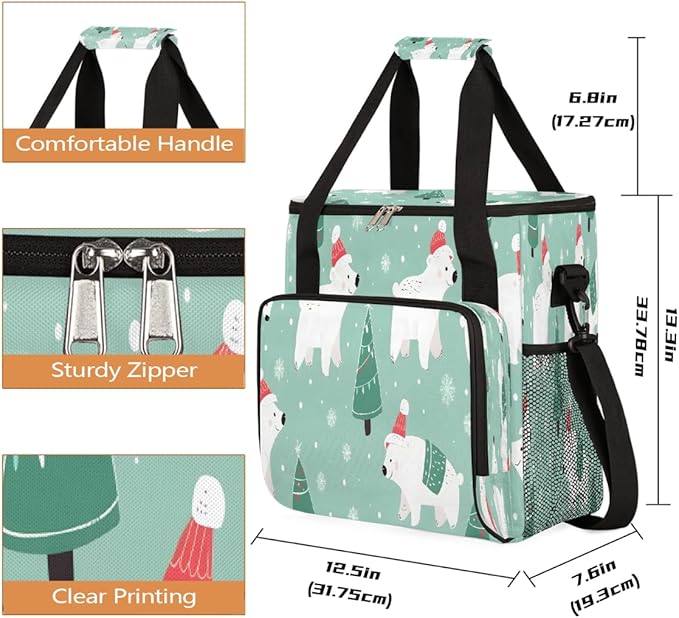 Christmas (745) Coffee Maker Carring Bag Travel Carrying Storage Tote Bag Compatible with Keurig K-Mini or K-Mini Plus Portable Single Serve Coffee Brewer Case with Pockets for K-cup Pods
