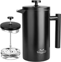 MERMOO YILAN French Press 34oz Insulated Stainless Steel Coffee Maker Unbreakable Coffee Press Easy to Clean for Home Camping Travel (Black)