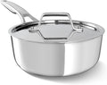 Calphalon Premier Polished 5-Ply Stainless Steel Cookware w/Turbo Heat Tech 2.5Qt Chef's Pan with Lid Induction Oven Safe 500F PFOA Free Polished Stainless Silver