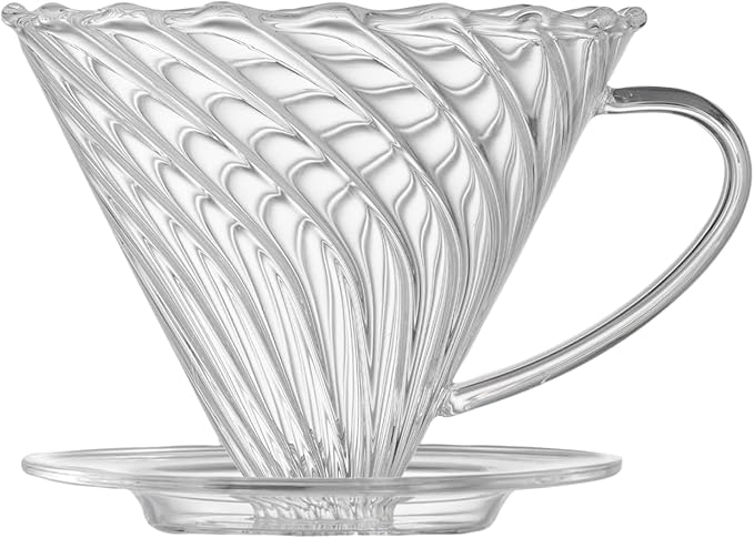 Coffee Dripper Resuable Pour Over Coffee Maker With Handle Slow Brewing Coffee Pour Over for Cafe Travel Home&ampOffices Single Cup Coffee Pour Over #02 (Borosilicate Glass 1-4 Cups)