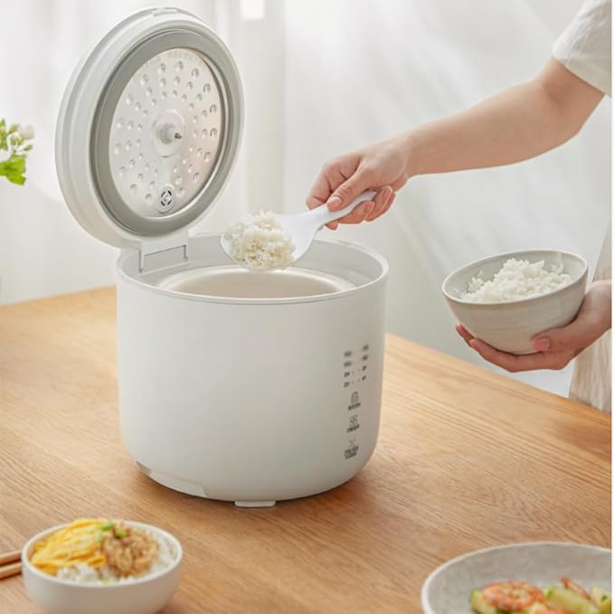 Rice Cooker 2L Small Capacity Ceramic Glaze Sphere Thick Kettle Non-Stick Liner for Family Dormitory for 1~4 People Rice CookerBlack