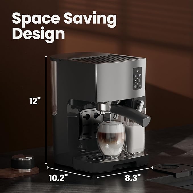Espresso Machine 20 Bar - Espresso &amp Coffee Maker with Automatic Milk Frother Cappuccino Machine Latte Maker for Home office 1250W