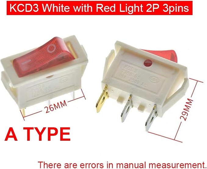 10 Pieces/lot Rocker Switch Rice Cooker Electric Frying pan Small Boat Type Power Button KCD3 Light 2/3 pin(A (10PCS))