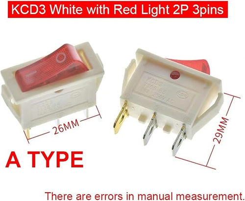 10 Pieces/lot Rocker Switch Rice Cooker Electric Frying pan Small Boat Type Power Button KCD3 Light 2/3 pin(A (10PCS))