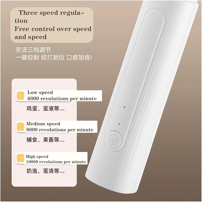 3 Gear Kitchen Items USB Charging Electric Egg Beater Mini Blender Kitchens Accessories Mixer Household Gadgets Double Head Bar(White)