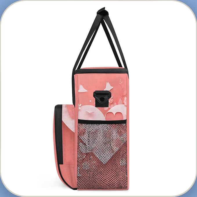 Paper Heart Coffee Maker Carrying Bag Portable Travel Storage Tote Bag Compatible with K-Mini or K-Mini Plus Single Serve Coffee Brewer Carrying Case with Multiple Pockets &amp Shoulder Strap