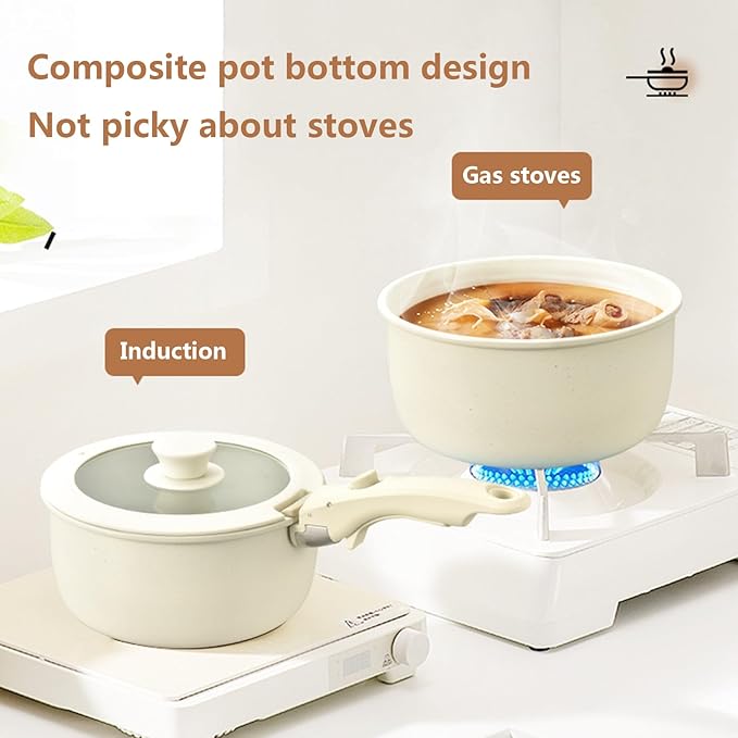 9pcs Cooking Pots and Pans Set Ceramic Non Stick Kitchen Cookware Sets Induction with Removable Handle Kitchen Cookware Set Dishwasher Safe with Visual Lid Oven Safe PFAS/PFOA Free