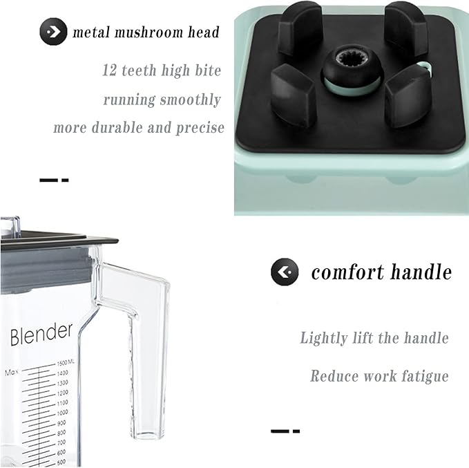 Blender 2L Commercial Smoothie Maker with 10 Speeds and 4 Dimensional Spoiler Function with 8 Stainless Steel Blades 1600W Power Motor Can Make Smoothies or Milkshakes and More
