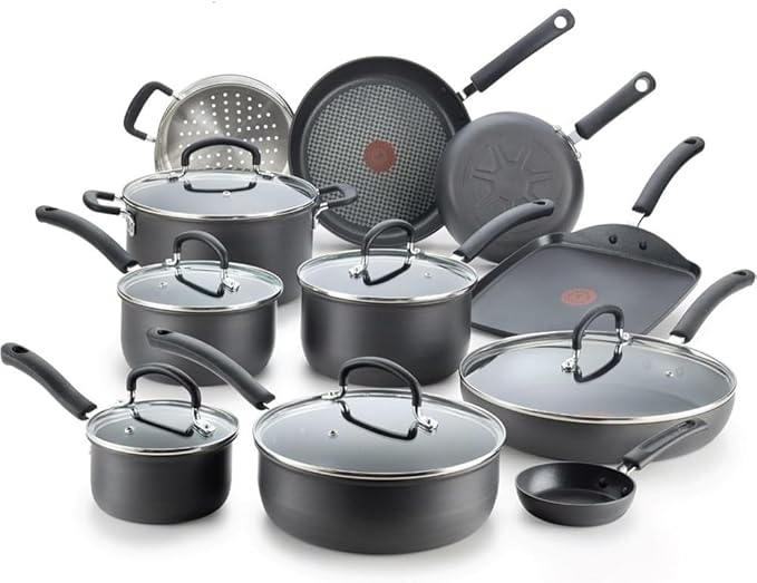 Nonstick Cookware Set 17 Piece Oven Broiler Safe 400F Lid Safe 350F Kitchen Cooking Set Fry Pans17 PcOne