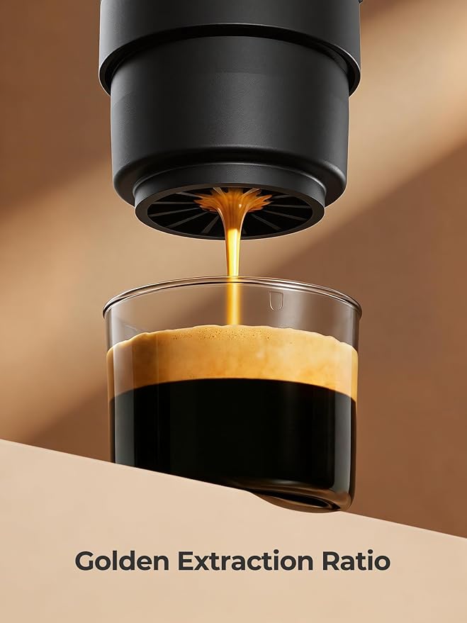 Portable Handheld Electric Espresso Machine Ultra Light Compact Coffee Maker for Hot Water 160ML Large Water Tank 2300mAh Battery Unique Bracket Fast Brewing for NS Capsules Travel/Camping/Office