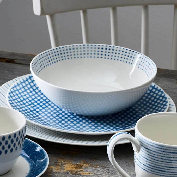 Noritake Blue Hammock 12-Piece Coupe Dinnerware Set Service for 4