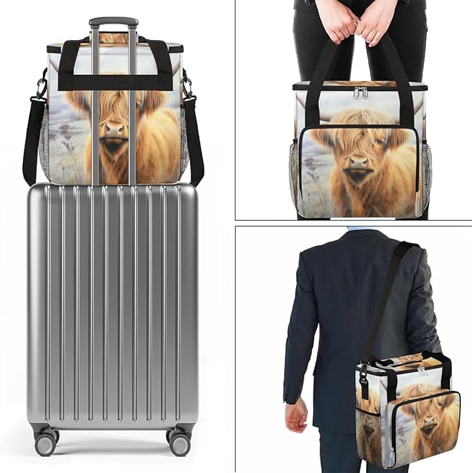 Coffee Maker Carrying Bag Highland Cow Single Cup Coffee Maker Travel Bag Compatible with Keurig K-Mini or K-Mini Plus Portable Storage Bag with Shoulder StrapAZ-195