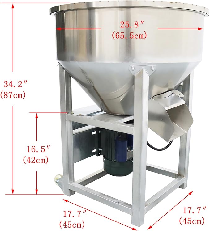 110lbs Dry Powder Mixer Blender Feed Mixer Blender Mixing Machine Dry&ampWet Particle 201 Stainless Steel 110v 3kw
