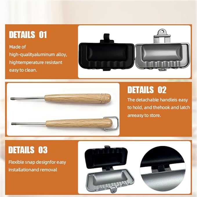 Hot Dog Toaster Bun And Hotdog Toaster Pie Maker Double Sided Baking Pan Pie Iron Mountain Pie Maker Cast Iron Sandwich Maker Flip Grill Pan For Breakfast Pancakes Toast Omelets