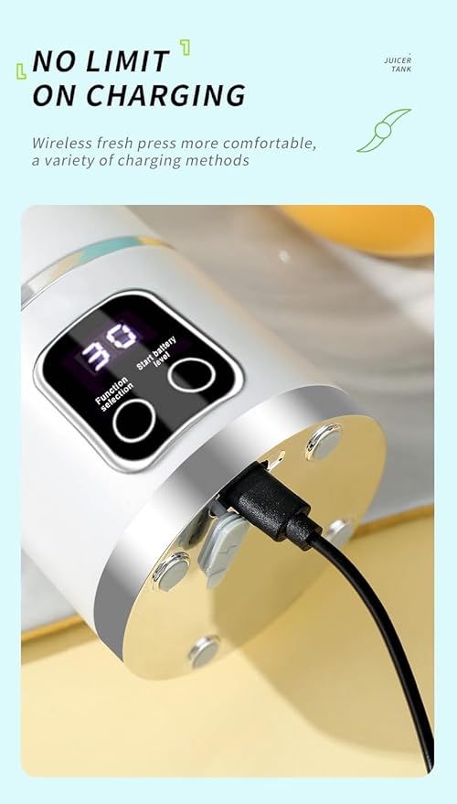 Digital Multimode Juicer Blender15 Oz Capacity With 12 Stainless Steel Blades3 Speed AdjustableLeak Proof Design For Home Travel Office Portable Clean Electric Juice Cup (White)