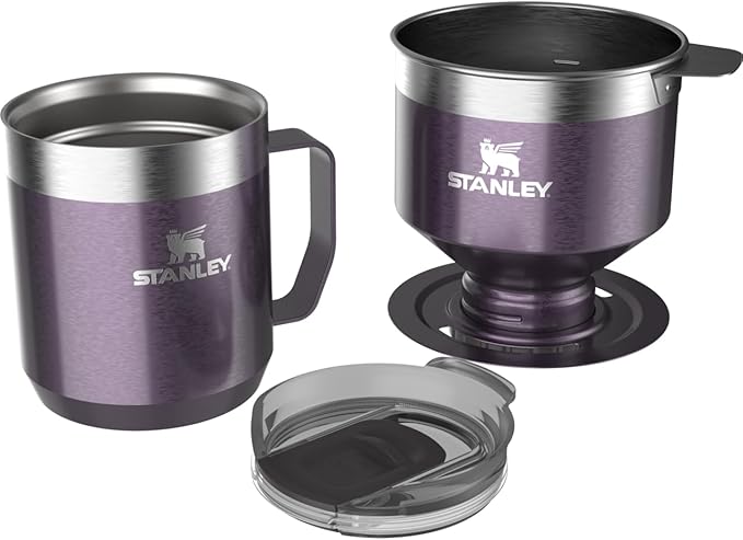 STANLEY Perfect Brew Pour Over Set | 12 oz Camp Mug with Lid Included | Drip Coffee Maker with Reusable Filter | Insulated Stainless Steel | BPA-Free | Wisteria Shine
