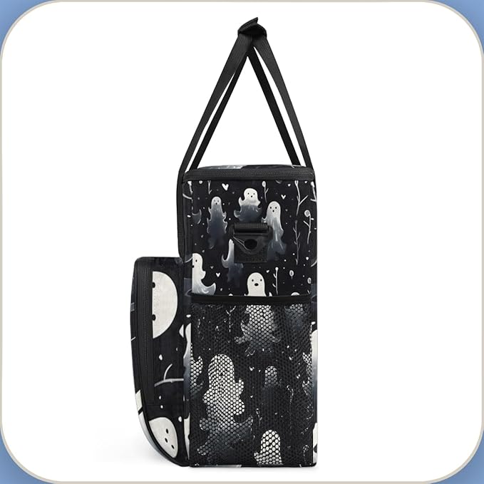 Abstract Halloween Ghosts Coffee Maker Carrying Bag Travel Storage Bag Compatible with K-Mini or K-Mini Plus Single Serve Coffee Brewer Carrying Case with Multiple Pockets &amp Shoulder Strap