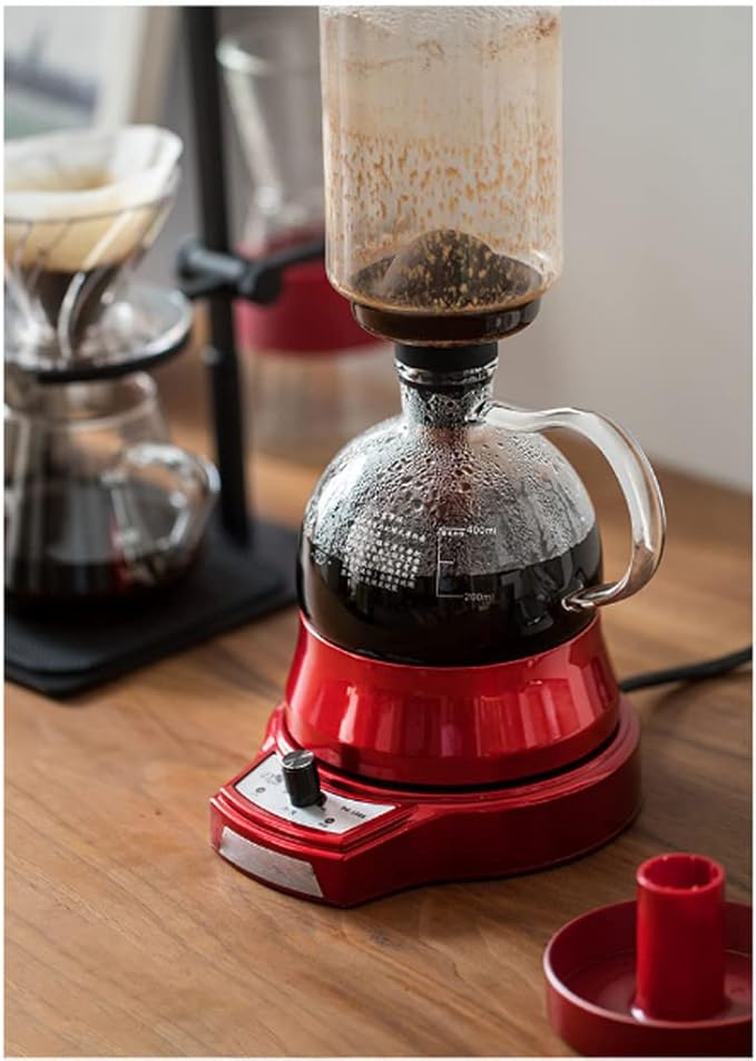 JITEM Cafetera Syphon Vacuum Coffee Maker Glass Electric Siphon Pot Knob Operation 360° Base Keep Warm 500W 400ML Manual Preparation Mode for Coffee or Tea