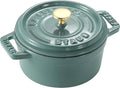 Staub Z1025-315 Mini Pico Cocotte Round Eucalyptus 3.9 inches (10 cm) Small Double-Handed Cast Enameled Pot With Serial Number La Cocotte Round
