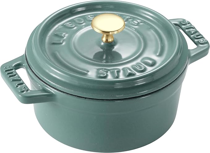 staub La Cocotte Round Z1025-988 Pico Cocotte Round Eucalyptus 5.5 inches (14 cm) Small Both Handed Casting Enameled Pot Induction Compatible Japanese Authentic Product with Serial Number