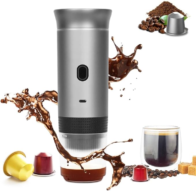 Portable Espresso Machine 3-in-1 Coffee Maker with Self‑Heating Nespresso Machine for NS Capsule &amp Ground Coffeefor Travel Portable Expresso Machines for Home Camping Car Hiking Office