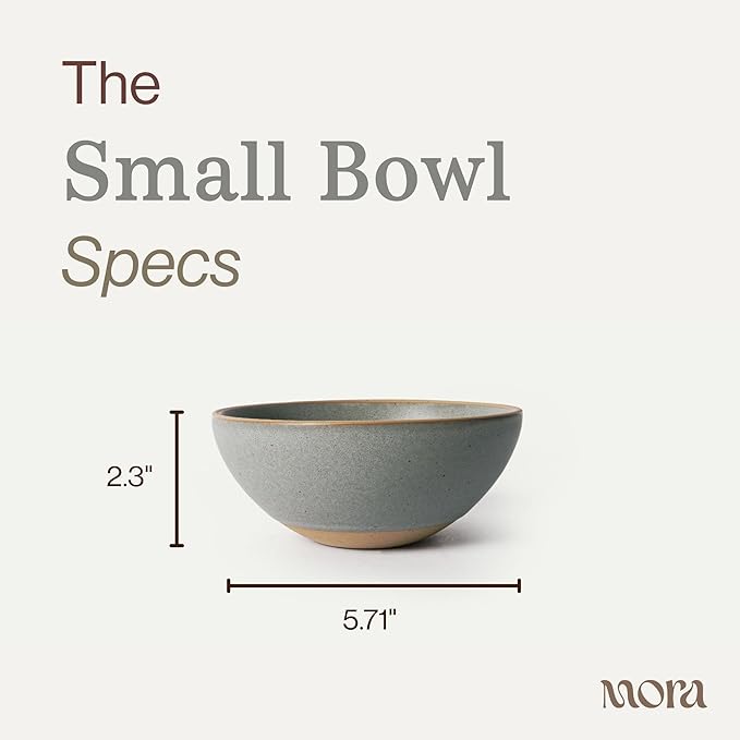 MORA Small Bowls Set of 4 16oz Ceramic Pottery Dessert Bowls - Microwave Oven and Dishwasher Safe - Peppercorn
