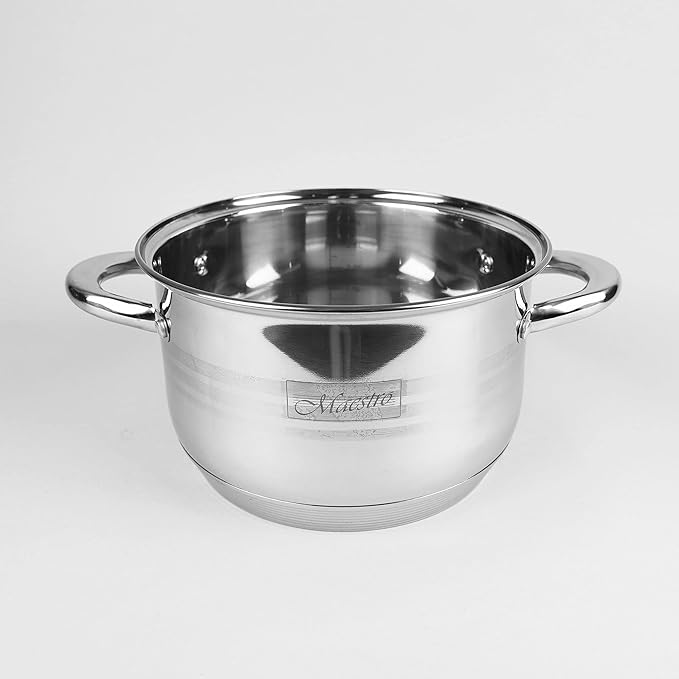 Maestro MR-3513-8 Stainless Steel Cookware Set 8 Pieces Induction 4 Saucepans 4 Glass Lids Suitable for All Kinds of Kitchens Dishwasher Safe