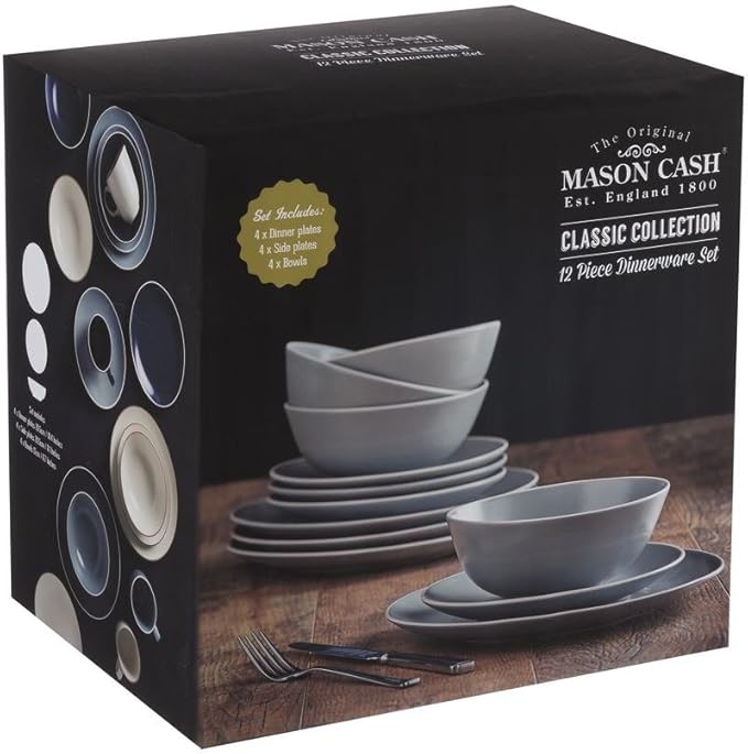 Mason Cash 2001.897 Collection Fine Stoneware Grey Dinner Set Ceramic 29 x 29 x 22 cm
