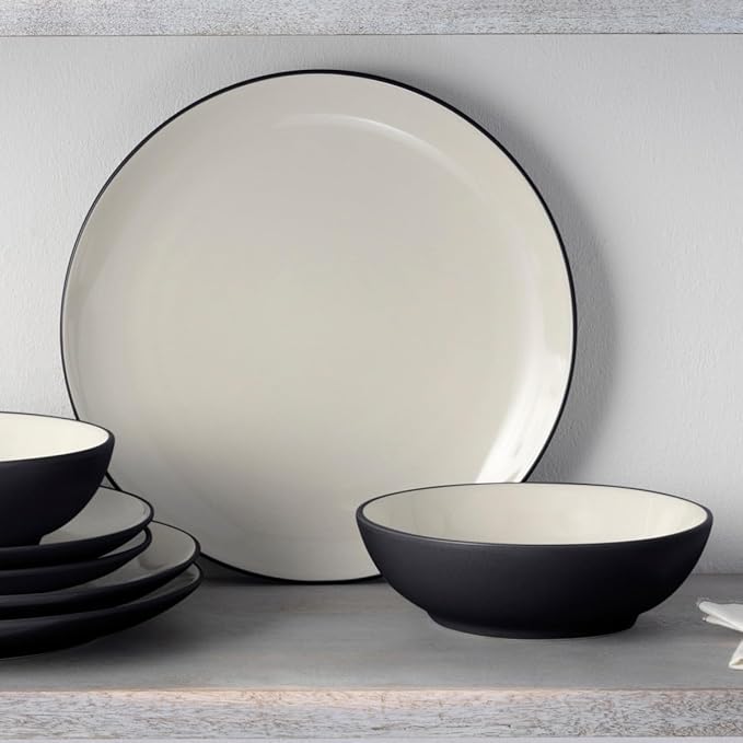 Noritake Colorwave Graphite 16-Piece Coupe Set Service for 4 in Black/Graphite