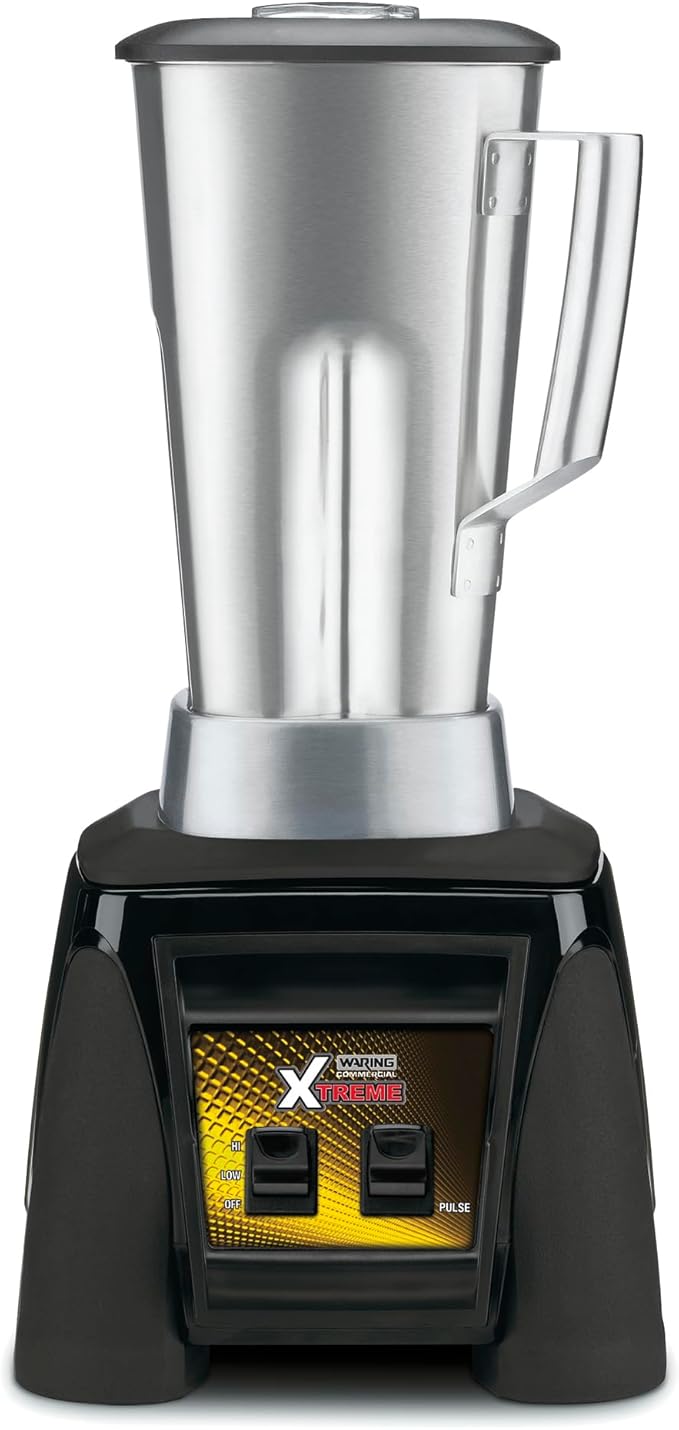 Waring Commercial MX1000XTS 3.5 HP Blender with Paddle Switches Pulse Feature and a 64 oz. Stainless Steel Container 120V 5-15 Phase Plug Black