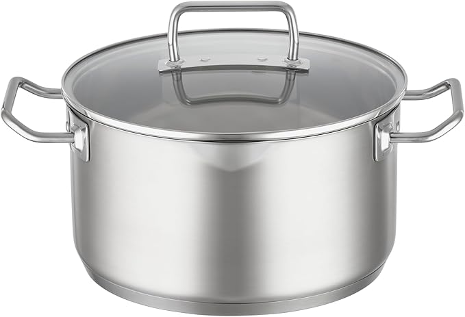 RÖSLE EXPERTISO 4-Piece Pot Set Universal Pot Set with 3 Pots and 1 Saucepan 18/10 Stainless Steel Glass Lids Scale on Inside Suitable for Induction Cookers Dishwasher Safe