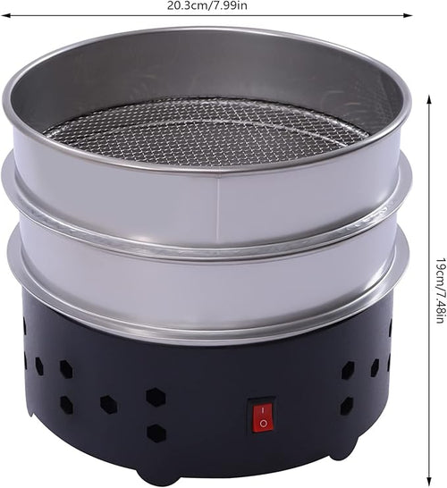 110V 34W Coffee Bean Cooler 1.3lb Electric Coffee Beans Cooling Machine Chaff 2-Layer Stainless Steel Mesh for Fast Cooling for Home Use (Black)