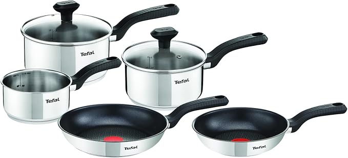 Tefal Comfort Max Stainless Steel Cookware Set 5 Pieces - Silver