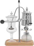 Belgian Balance Syphon Coffee Maker Manual Tabletop Siphon Brewer 13.53oz Gold Titanium Electroplated for Kitchens Coffee Shops(Retro Style) (Silver)