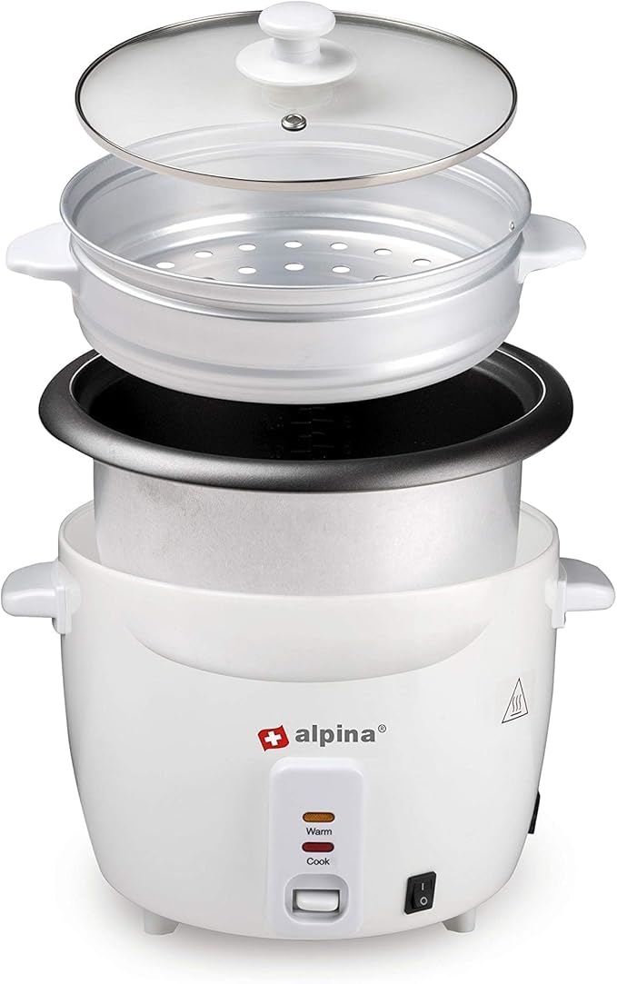 Alpina Rice cooker - 1.8 Liter - 700 Watt - With cooking and heat control light - White BSJ18-ZPDA
