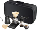 Pour Over Coffee Maker Set Portable coffee Set - Manual Coffee Grinder Coffee Dripper Set Gooseneck Kettletwo cups suitable for Camping RV Home and Office