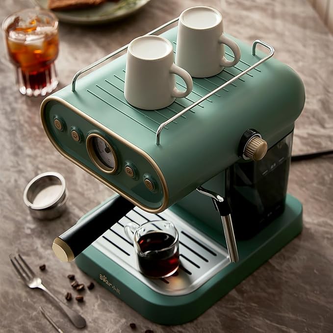compact high-pressure espresso coffee machine with steam frother