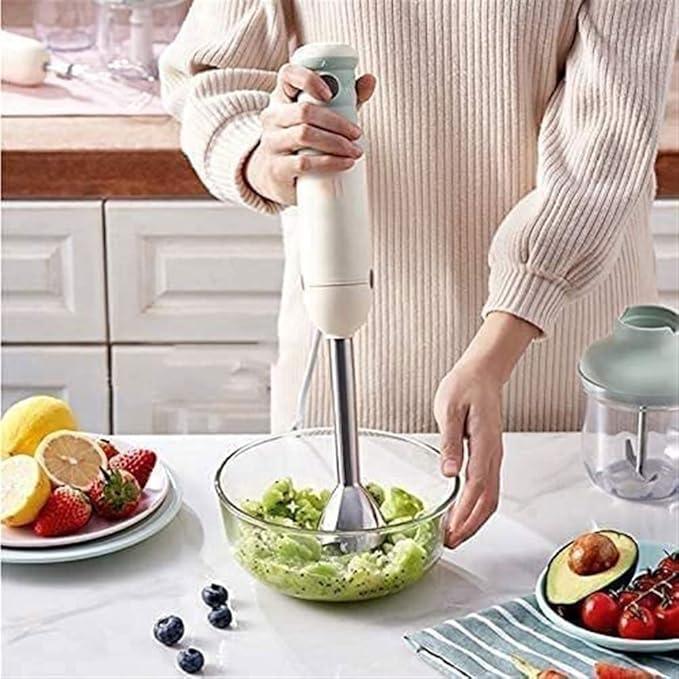 TOEWOE Immersion Hand Blender 500 W 4-in-1 Handheld Multi-Purpose Stick Blender with Egg Whisk Food Grinder Puree for Infant Food Smoothies and Soups