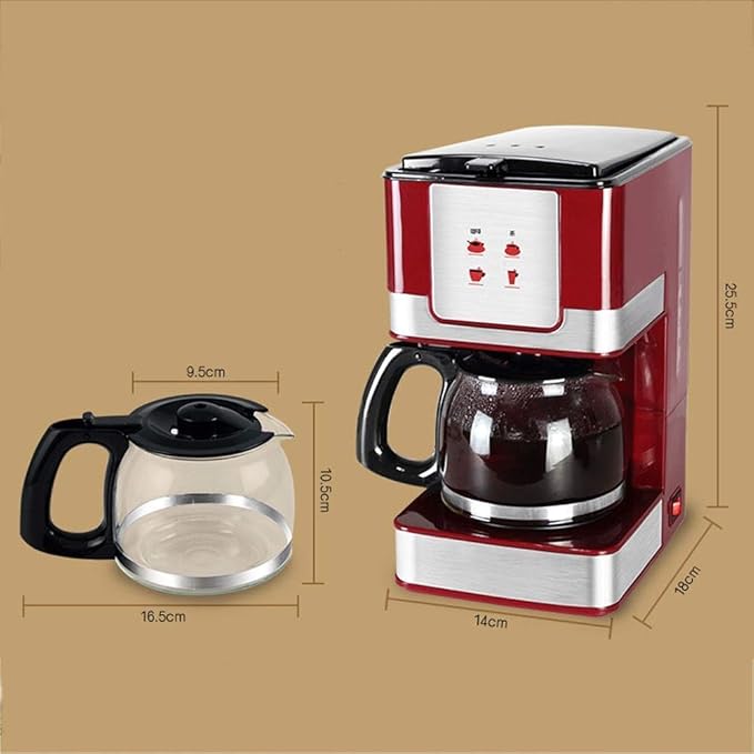 Coffee Machine Coffee Machine Compact Coffee Machine600ml Programmable Coffee Maker with Anti Drip FunctionBoil-Dry Protection550wRedCompatible with Espresso Cooker