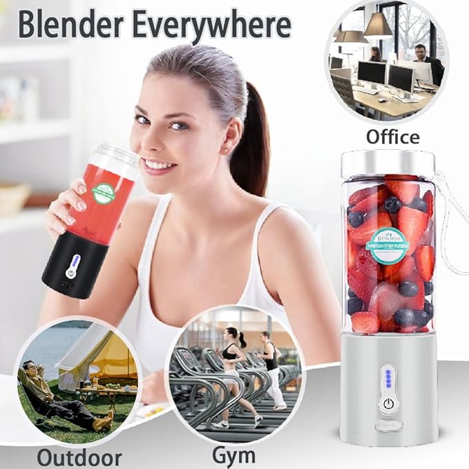 Portable Blender 20oz Cup Personal Blender for Smoothies and Shakes Rechargeable Mini Blenders with 6 Stainless Steel Blades Portable Juicer for Travel Gym Office
