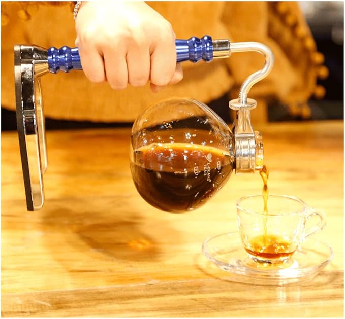 JITEM Cafetera Syphon Coffee Maker Manual Retro Vacuum Glass Siphon Pot Percolators 3 Cups Glass Tabletop Siphon Coffee Maker for Coffee or Tea
