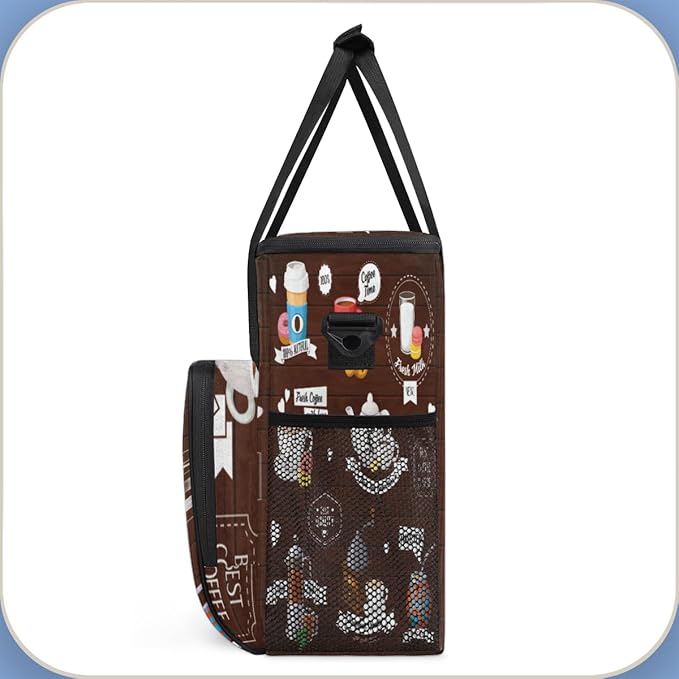 Coffee Culture Maker Carring Bag Cafe Travel Carrying Storage Tote Compatible with Keurig K-Mini or Plus Portable Single Serve Brewer Case Pockets for K-cup Pods
