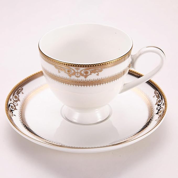 24 Piece Dinnerware Sets Round Dinner Plate Scratch ResistantOven Dishwasher Safe gold line bone china dinnerware set for homegift for mother and wife
