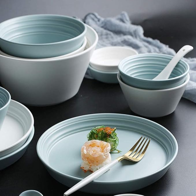 Stylish Dinner PlatesCeramics Dinner Sets 56 Pieces Nordic Style Series Porcelain Dinnerware Combination Set | Plates and Cereals Bowls Sets for Wedding Gifts and Famil