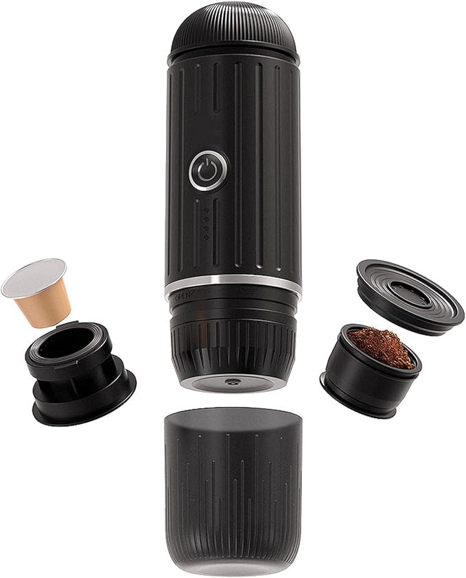 Portable Machine 2 in 1 19 Bar Pressure Electric Heating Coffee Maker Compatible with Ground Coffee &amp Coffee Capsule for Travel Camping Hiking Office