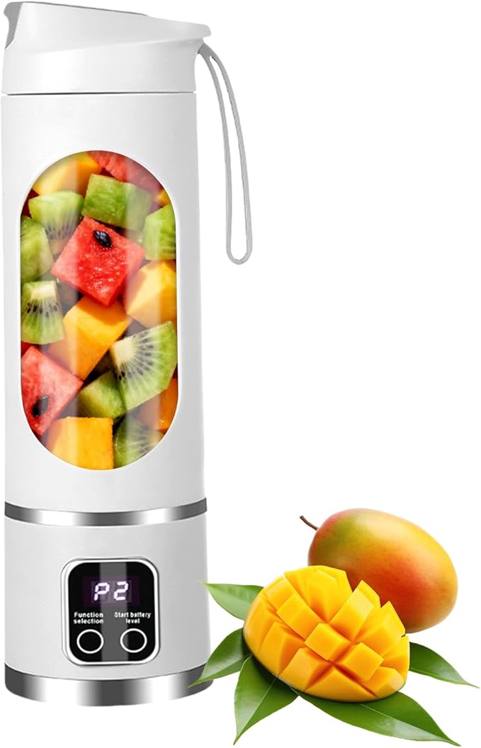 Electric Juicer Cup Display Fruit Mixing Machine 12 Inches Personal Blender with Rechargeable Battery Portable Shakes Maker with Safety Lock Kitchen Gym Travel Dormitory Apartment Organizer