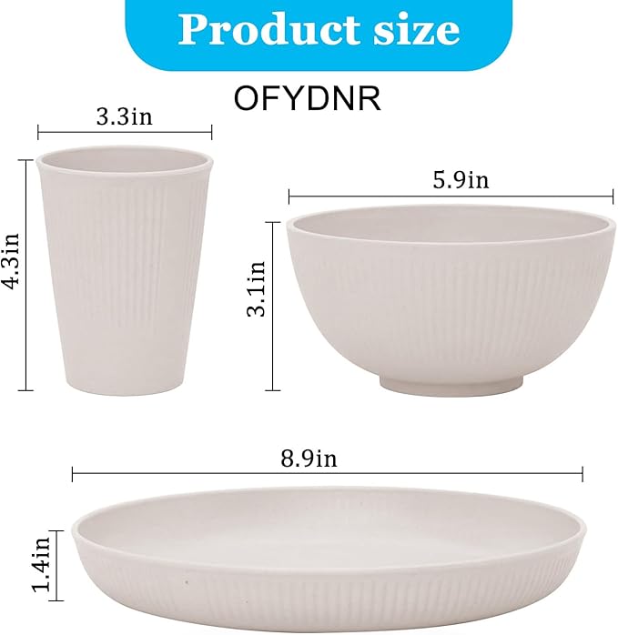 OFYDNR 12Pcs Dinnerware Sets Plates Bowls and Cups Sets Dishwasher and Microwave Safe